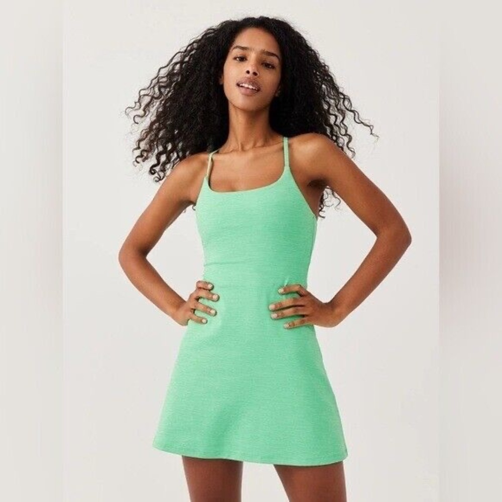 Outdoor Voices Green and White Midi Dress